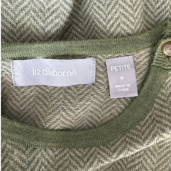 LIZ CLAIBORNE Sweater Womens PM Green 100% Merino Wool Breathable Natural Fiber - Picture 10 of 11